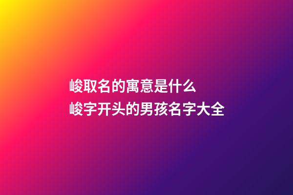 峻取名的寓意是什么  峻字开头的男孩名字大全